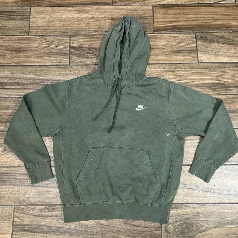Nike Sportswear Hoodie Men Medium Green Pullover Swoosh Sweatshirt